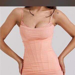 Peach Spaghetti Strap Bodycon Dress